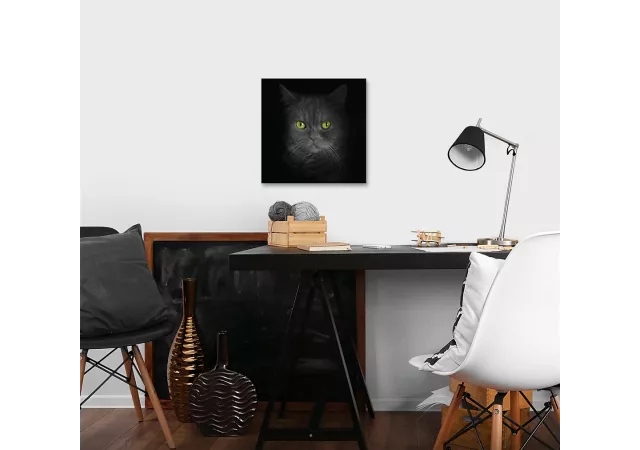 Glaskader grijze kat (30x30)