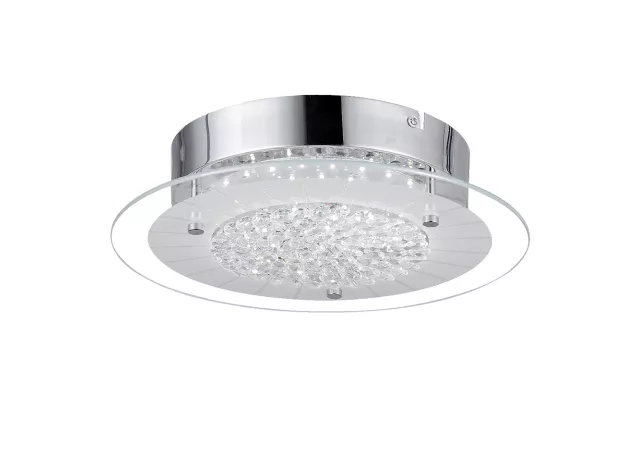 Plafondlamp 28cm rond glas/aluminium (Incl. LED)