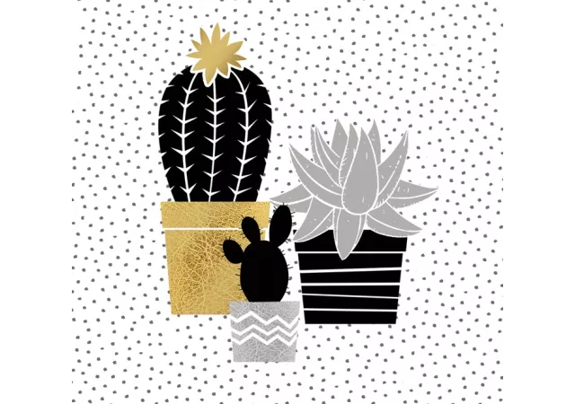 Servetten cactus black gold (33x33)