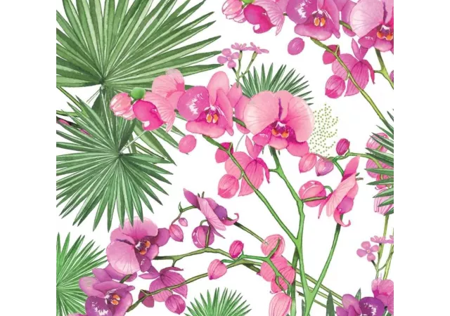 Servetten orchids and palms (33x33)
