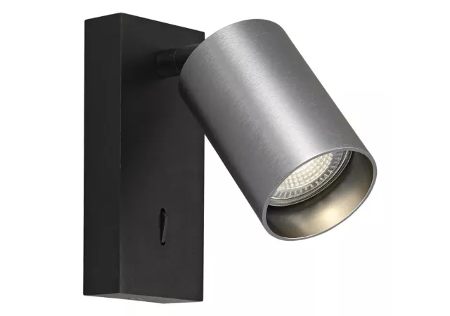 wandlamp zwart/staal met schakelaar (excl. LED)