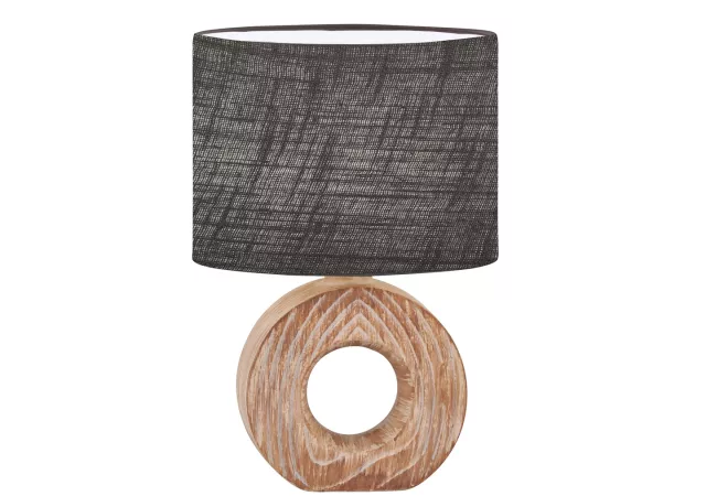 Hanke tafellamp hout met grijze lampenkap (excl led)