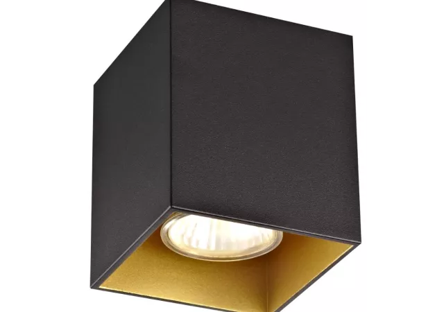 Plafondlamp zwart/goud kubus (excl. LED)