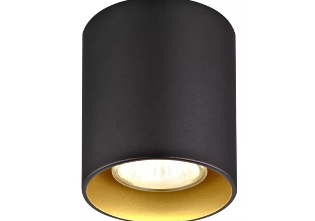 Plafondlamp zwart/goud rond (excl. LED)
