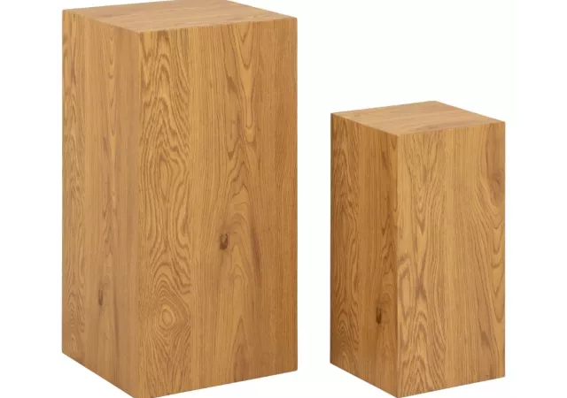 Bijzettafels hout vierkant (set van 2)