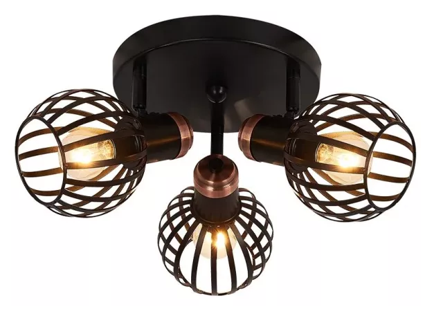 Plafondlamp zwart/brons (Excl. LED)