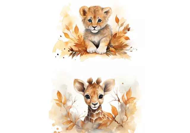 Muurstickers lovely animals (25x35cm)